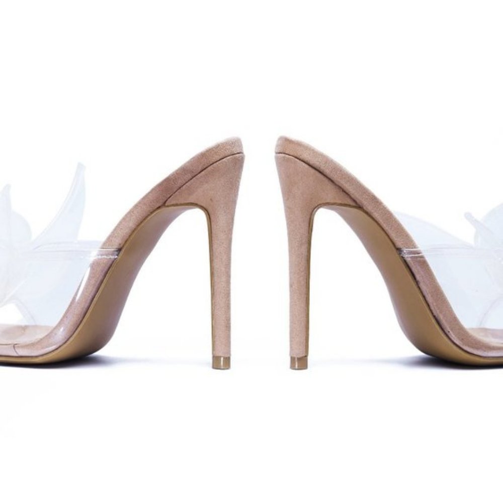 Oversized Bow Mules in Clear/Nude - Picture 5 of 7